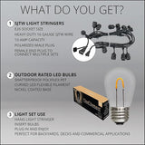 15' FlexFilament LED S14 Edison Bulb Heavy Duty Shatterproof Patio Lights, Suspended - Outdoor String Light | Lumora