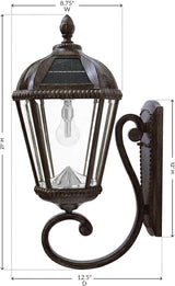 Gama Sonic Solar Outdoor Wall Light, Royal Bulb Exterior Sconce Lamp, Weathered Bronze Finish Aluminum, Rain Water | Lumora