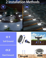 Solar Lights Outdoor Waterproof, 18 Pack 8 LED, Thickened Stainless Steel Ground Light, Solar Garden Lights | Lumora