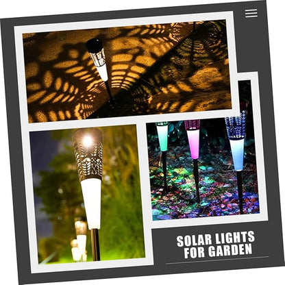 6pcs Solar Stake Lights for Outdoor Garden and Courtyard, Warm and Colorful Projection Landscape Pathway Lights, Waterproof Solar Lawn Lighting Decoration
