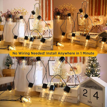 VENETIO 20LED 9m Solar String Lights Outdoor, Auto Light-Sensing 50,000H, IP54 Waterproof Shatterproof, 3000K Warm White with Remote, 8 Modes & 4 Timer/Dimming, Gift for Wedding/Garden/Party