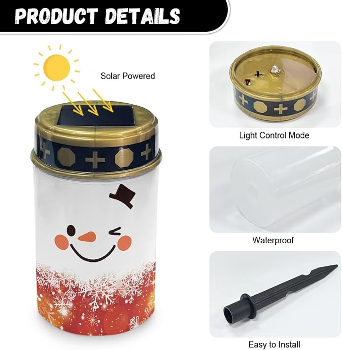 Pseaysky Cute Snowman Solar Stake Lights - Waterproof Guardian Driveway Markers & Walkway Lights - Sympathy Remembrance Memorial Gift for Grave Ornaments & Garden Decor