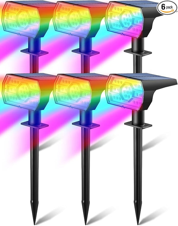 Solar Multicolor Lights Outdoor, 7 Lighting Modes Solar Light Outdoor Waterproof IP68, Color Changing RGB Powered | Lumora