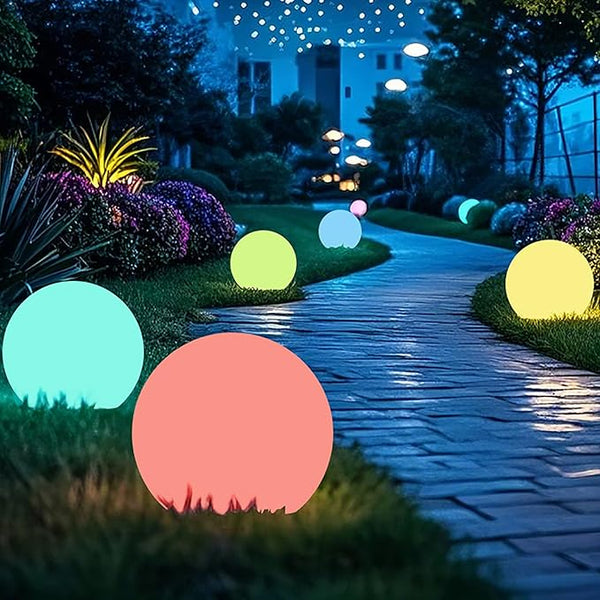 12 Inch Solar Ball Light, Outdoor Globe Light with Remote Control, 10 Modes RGB Color Changing, Waterproof Color | Lumora