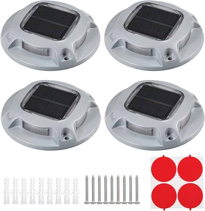 Zerodis Driveway Lights, Sensitive Light Control Outdoor Warning Step Lights High Bright Solar Deck Light Ip68 Water Proof Design Lamp for Sidewalk Stair Garden Pathway