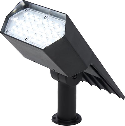 Alpine Corporation 11" Tall Outdoor Solar Pathway Spotlight Stake with Bright White LED Light, Black