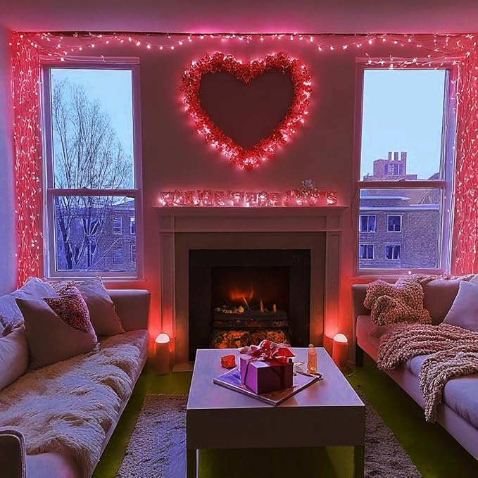 FULLBELL Red String Lights Indoor, 8 Modes Christmas Lights Plug in Fairy String Lights for Bedroom, 33ft 100 LED Outdoor for Christmas Tree Decor.