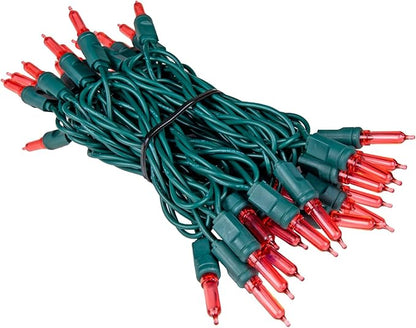 Novelty Lights Vintage Style T5 Red LED Christmas Lights, 11.5 Feet Green Wire String of 35 Mini Bulbs, UL Listed Indoor/Outdoor Tree Lighting