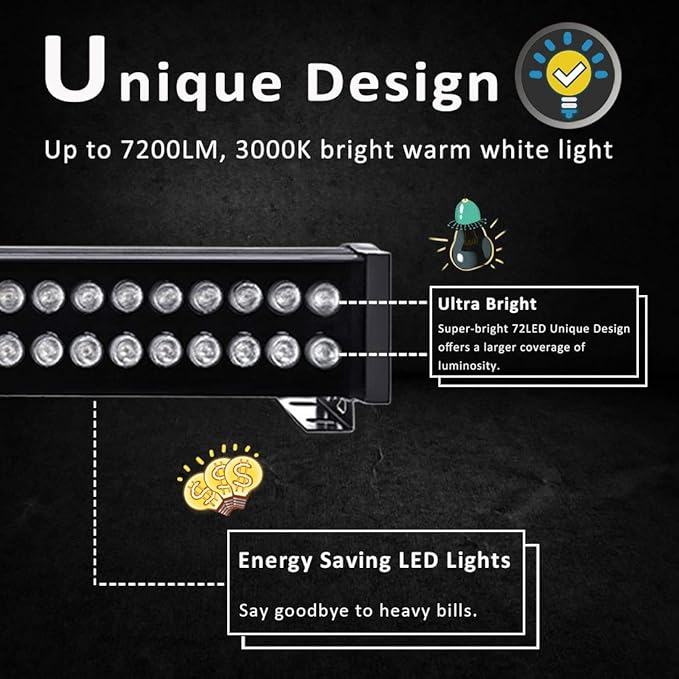 72W LED Wall Washer Lights 3.2ft/40 120V IP65 Waterproof Linear LED Light Bar Warm White 3000K Walls Trees | Lumora