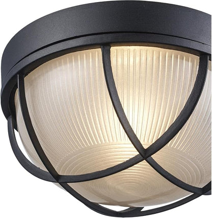 Trans Globe Lighting 41515 BK Aria Collection 11 Inch One Light Outdoor Ceiling Lantern Style Flush Mount I White Finish I Traditional Style Light Fixture I