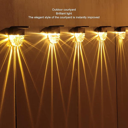 Solar Deck Lights, Polycrystalline Silicon Solar Fence Lights with 2 Lighting Modes for Outdoor Path Garden Balcony Garage Wall