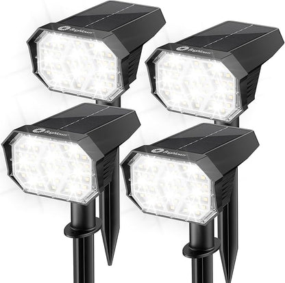 Brightown 4Pack Solar Spot Lights Outdoor with 58 LED & 1800mAh, IP67 Solar Lights Outdoor Waterproof with 3 Light Modes, 2-in-1 Dual Use Outdoor Solar Lights for Yard, Garden and Pathway (Cool White)