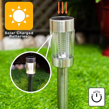 Crosslight Solar Four Light Color Glass Metal Pathway Light - Weatherproof with Color Select LED's; Pure White, Red, Green and Blue (15-Pack)