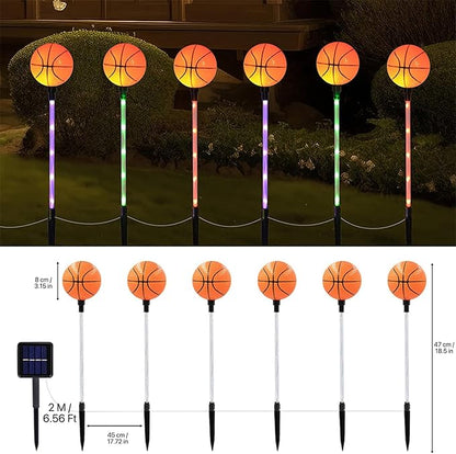 Solar Lights Outdoor, Basketball Theme LED Stake Light for Garden Yard Pathway Patio Walkway Landscape Decoration