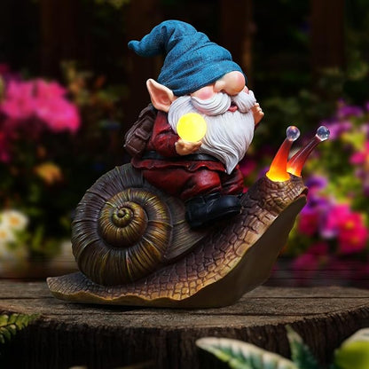 Gnome Garden Decor Statue Solar Gnomes Decorations for Yard with Lantern Light Outdoor Decorations Patio Birthday Gift for Mom Grandma