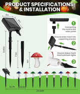 18 Pack 60FT Solar Mushroom Lights, Multicolor 8 Modes Solar Lights Outdoor, IP65 Waterproof Garden Light Outdoor | Lumora