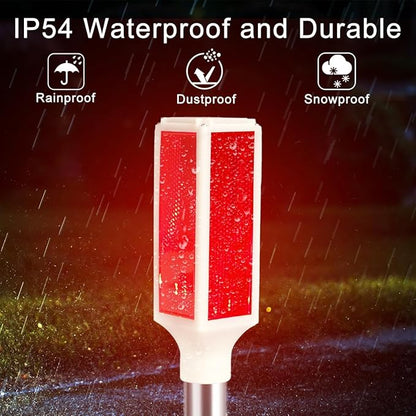 Aolyty Solar Lights Outdoor, Waterproof Driveway Markers Reflective, Warning Flash Light with 2 Lighting Modes, LED Solar Light 4 Pack for Parking Lots, Yard, Sidewalk, Stop Sign, 30 Inches (Red)