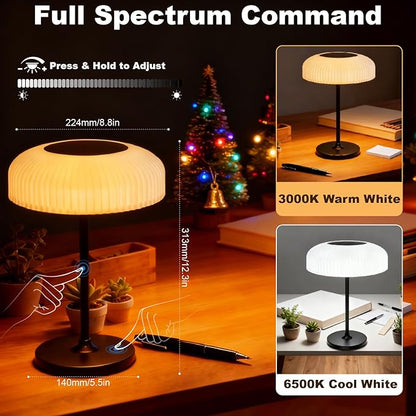 Solar Outdoor Table Lamp - Waterproof Shower Lamps with Light Sensor, Touch Dimmable Cordless Table Lamp Rechargeable for Garden Patio Bathroom Bedroom, lámpara de escritorio