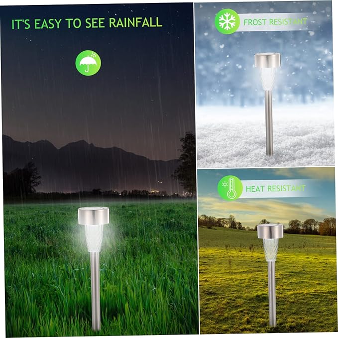 12pcs Solar Outdoor Pathway Lights Stainless Steel Solar Garden Lights with Bright White LED for Patio Walkway Lawn | Lumora