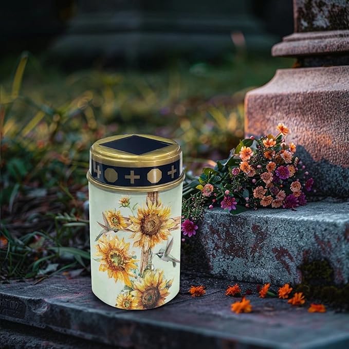 Cross Sunflower Solar Lights Outdoor Garden Lights Solar Memorial Lights for Graves Waterproof Led Pathway | Lumora