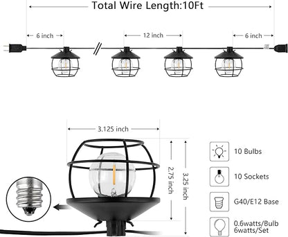 SAFAVIEH Lighting Collection Agitha Black 10-Foot LED Outdoor String Lights