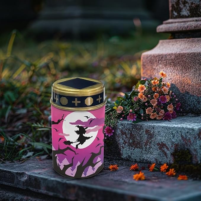 Witch Solar Outdoor Lights Printed Garden Decor Solar Lights Cemetery Decorations for Grave Grave Decorations