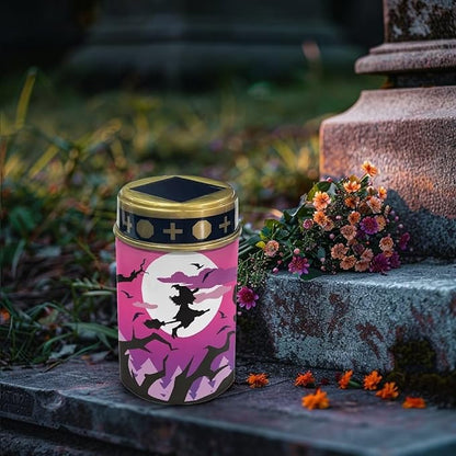 Witch Solar Outdoor Lights Printed Garden Decor Solar Lights Cemetery Decorations for Grave Grave Decorations