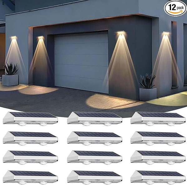 12 Pack Solar Fence Lights Outdoor Waterproof LED - 3000/4000/6000K 3 Mode, IP65 Waterproof Fence Lights Solar | Lumora
