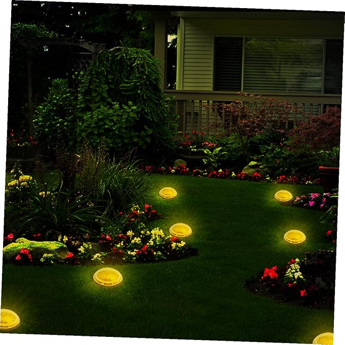 4pcs Solar-Powered LED Outdoor Ground Lights for Garden and Lawn, Warm White Disc In-ground Landscape Lighting | Lumora