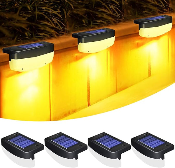 LED Solar Step Lights, 4 Pack Solar Deck Lights Outdoor IP65 Waterproof Pool Side Lighting Decor for Stairs Fence | Lumora