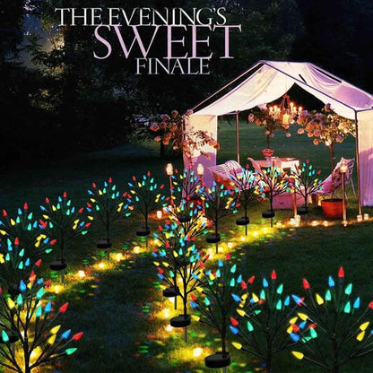 Christmas Outside Decorations Solar Garden Lights Outdoor,2PACK 40LED Multicolor C6 Strawberry Path Decor with Xmas Party Gifts Decor,Solar Christmas Candy Lights for Home Holiday Decor