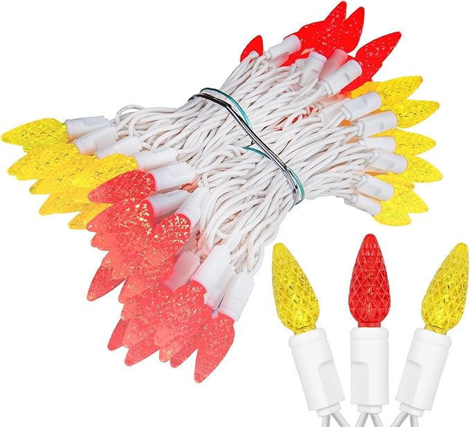 ‎‎‎Novelty Lights 24FT 70 LED C6 LED Mardi Gras String Lights, Outdoor Christmas Tree Commercial Grade LED String | Lumora