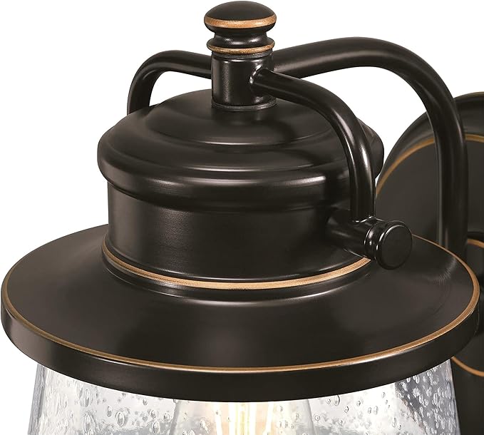 Westinghouse 6121500 Emma Jane Vintage-Style One Light Outdoor Wall Fixture with Dusk to Dawn Sensor, Amber Bronze Finish, Clear Seeded Glass