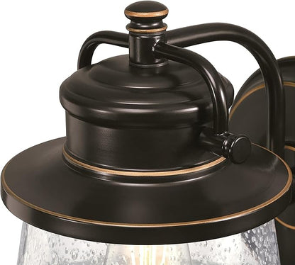Westinghouse 6121500 Emma Jane Vintage-Style One Light Outdoor Wall Fixture with Dusk to Dawn Sensor, Amber Bronze Finish, Clear Seeded Glass