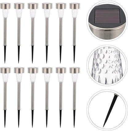 Angoily 12pcs Lawn Lamp Outdoor Solar Pathway Lamp Motion Sensor Outdoor Lights Patio Lights Solar Walkway s Stake Stainless Steel Insert into The Ground Small Tube