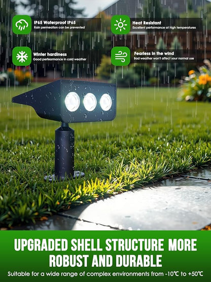 Solar spot Lights Outdoor IP65 Waterproof Solar spotlights 3 Lighting Modes Tree Lights for Outdoor Yard Garden Auto On/Off Wall Lights for Walkway Driveway Garage 4 Pack (Warm White