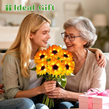 Solar Sunflower Lights Outdoor Garden Decor, Solar Flowers Lights with 12 Sunflowers,8 Lighting Modes, Birthday Gifts for Mom Women, Outdoor Decorative Stakes Light for Landscape Yard Patio Lawn