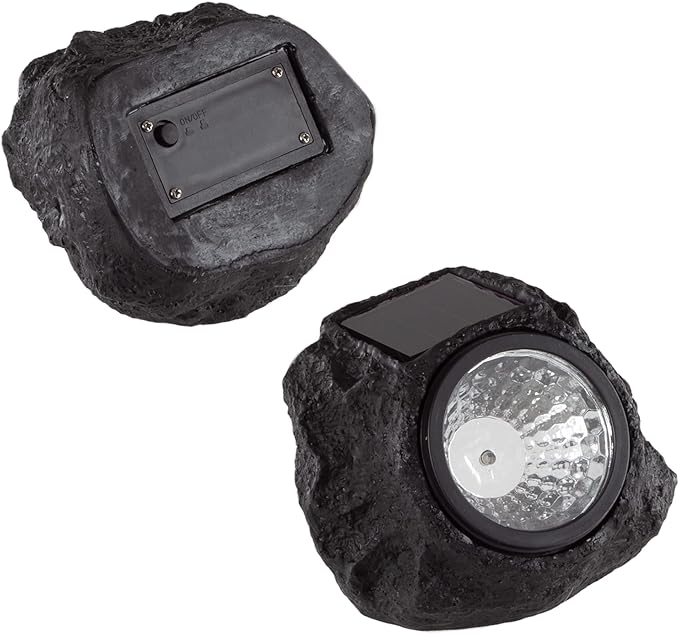 Pure Garden LED Solar Rock Lights, Brown, Set of 4 - Outdoor Path Light | Lumora