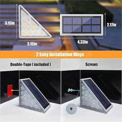 Solar Stair Lights Outdoor, 6 Pack Outdoor Solar Lights Waterproof IP67, Solar Step Lights for Outside, Patio, Decor, Yard, Garden, Front Door, Porch (Warm White)
