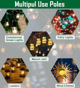 10ft String Light Poles for Hard Surfaces, Light Poles for Outdoor String Light, Perfect for Garden, Backyard, and | Lumora