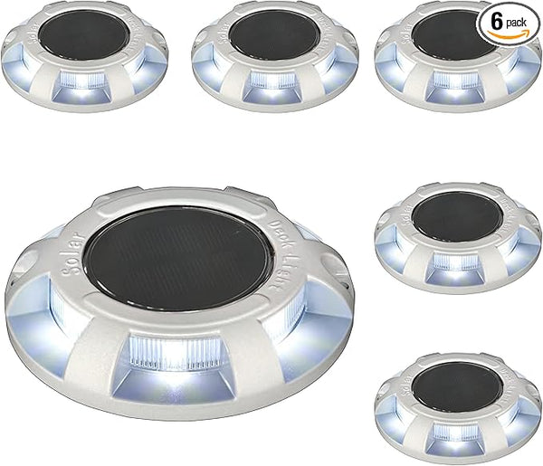 6 Pack Solar Driveway/Solar Deck Marine/ LEDs Dock Lights Solar Powered Warning Step Light Outdoor Waterproof with | Lumora