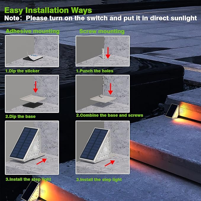 Motion Sensor Solar Step Lights Outdoor Waterproof, 10 Led Solar Stair Lights for Outside, Motion Detector Light | Lumora
