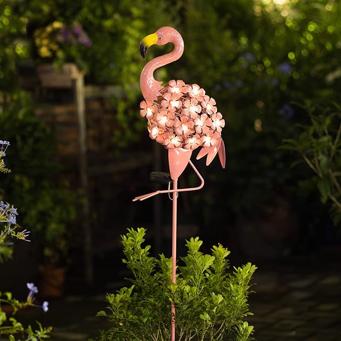 Homeimpro Garden Solar Lights Flamingo Yard Decor Gifts for Women Outdoor Decorations Stake Lights, Waterproof Warm White 27 LED for Lawn,Patio, Courtyard, for Mom Grandma