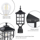 Kemeco ST4224Q-A Solar Post Light Outdoor, Landscape Led Squared Frame Fixture with 3" Pier Mount Base for Garden | Lumora