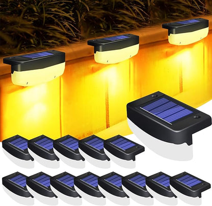 LED Solar Step Lights, 14 Pack Solar Deck Lights Outdoor IP65 Waterproof Pool Side Lighting Decor for Stairs Fence Yard Driveway Pathway Yard Backyard, Warm White