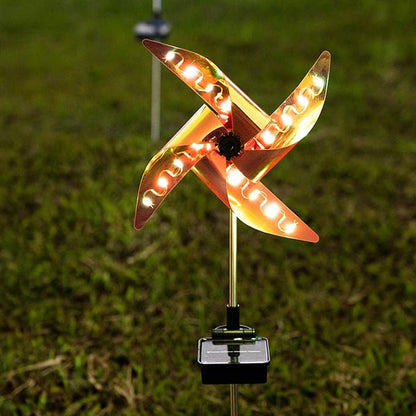 Solar Windmill Light Wind Spinner, Solar Outdoor Yard Lights Christmas Decorations Garden Light, 2 Pack Windmill-Shaped Landscape Path Lawn Lights LED Lamp Spin Pathway Lights