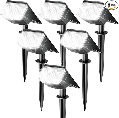 Anordsem Solar Spot Lights Outdoor: 1000mAh+ABS Waterproof Case 6 Pack - 2 White Light Modes for Yard Garden Path Decoration - Bright Security Lighting Gifts for Homeowner