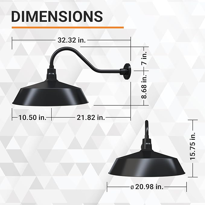 21in. Satin Black Oversized Outdoor Gooseneck Barn Light Fixture With 22in. Long Arm - Wall Sconce Farmhouse | Lumora