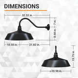 21in. Satin Black Oversized Outdoor Gooseneck Barn Light Fixture With 22in. Long Arm - Wall Sconce Farmhouse | Lumora