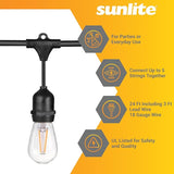 Sunlite 80571 24ft Outdoor String Lights, 1.5W Commercial Grade, Waterproof, Linkable Strands, UL Listed, 7 Hanging | Lumora